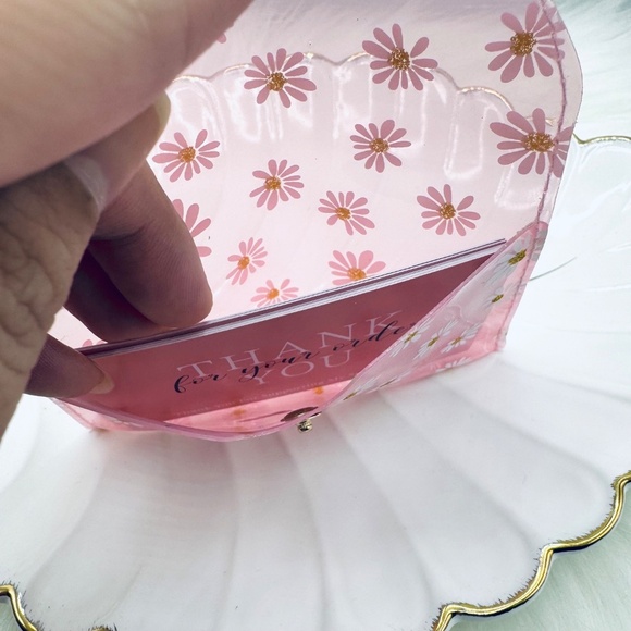 Florals Clear Card Case Wallet in Pink - Picture 5 of 6